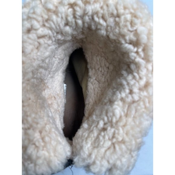 UGG Womens MOUTON Boot Roll Top BLACK Leather Heels Boots 3207 Size 6 - Picture 11 of 12